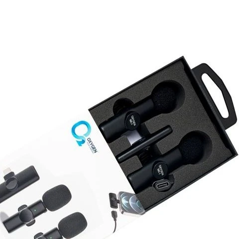 میکروفون بیسیم دو کاربره اکسیژن مدل MK1 یقهای با پرت های تایپ C و لایتنینگ - تصویر 5